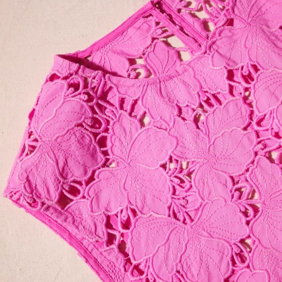 Self-Portrait Pink Cotton Lace Mini Dress in Pink - Picture 3 of 9